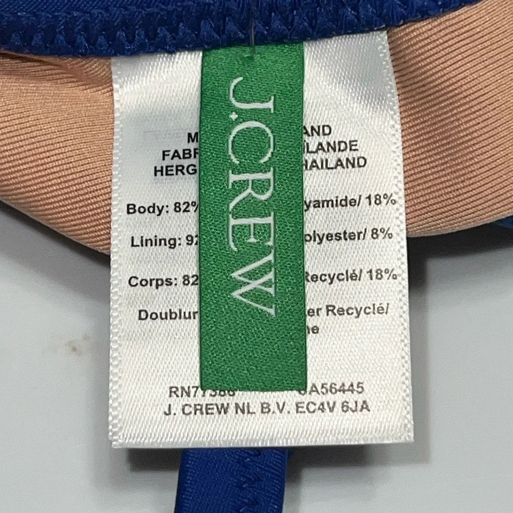 J Crew Blue Heritage Scoopneck Bikini Top Size Medium BX611 Hook Back‎ Lined New